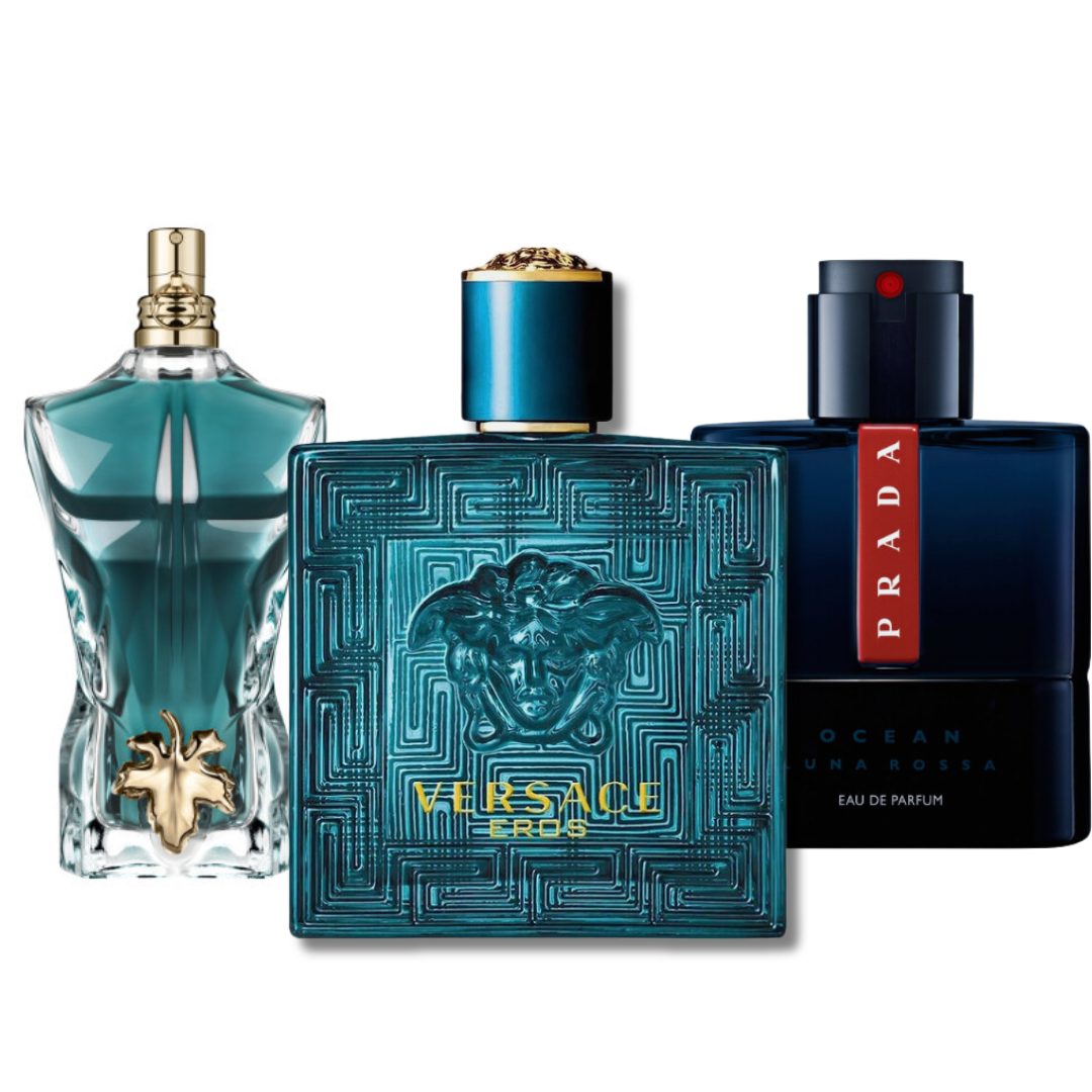 Pecho 3 Perfumes: Prada Luna Rossa, Versace Eros, Le Beau (Eau de Parfum)